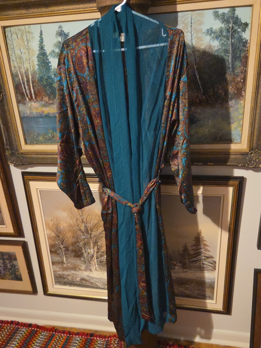 Victoria's Secret Teal Paisley Satin Robe